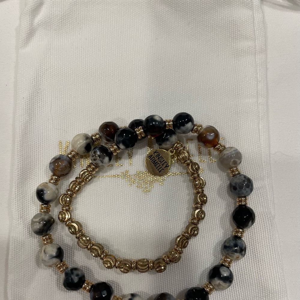Kinsley Armelle Gold and Multi Color Black Beaded Bracelet Set